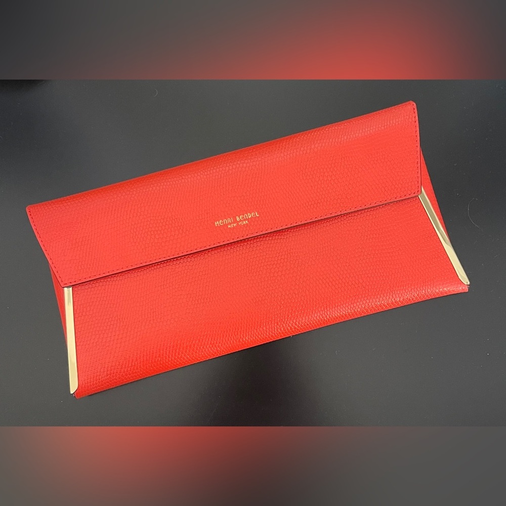 NWO Henri Bendel Vibrant Orange Clutch
